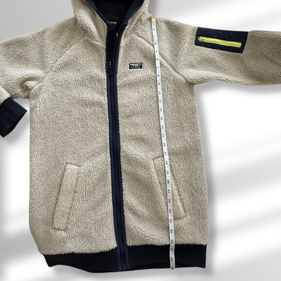 🤎 L.L. Bean Kid's Sherpa Cream Colored Fleece Long Jacket | Size Large 14-16 - Picture 8 of 9